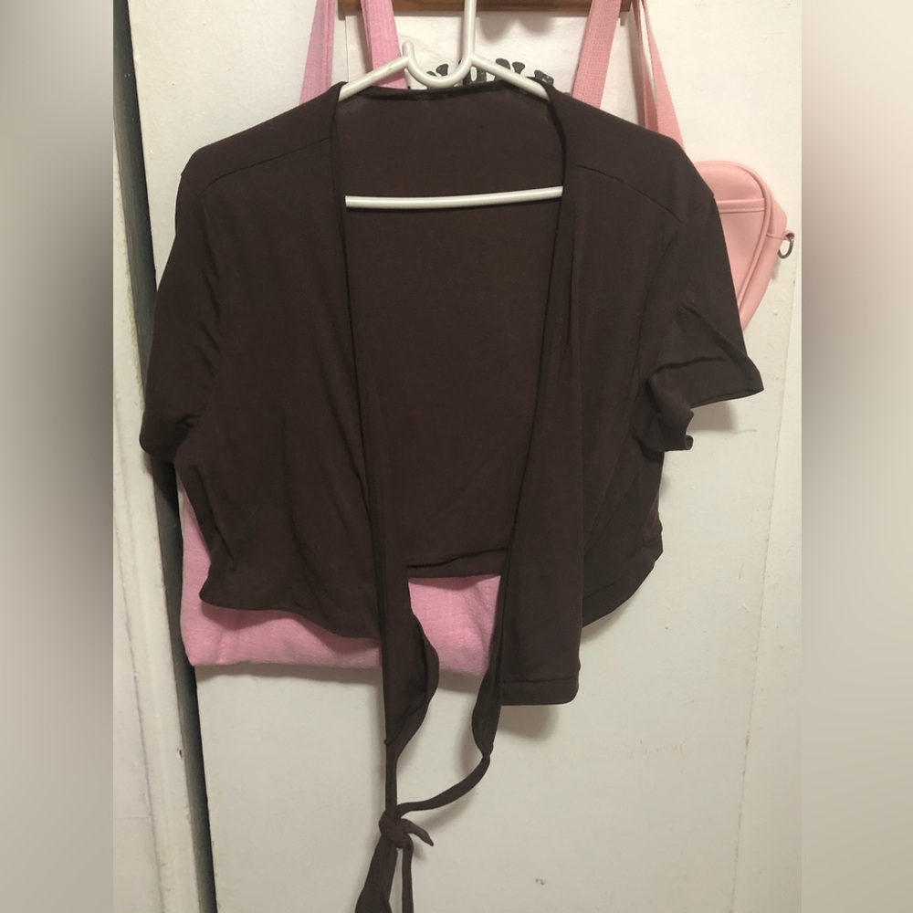 Cider- Brown cropped wrap top